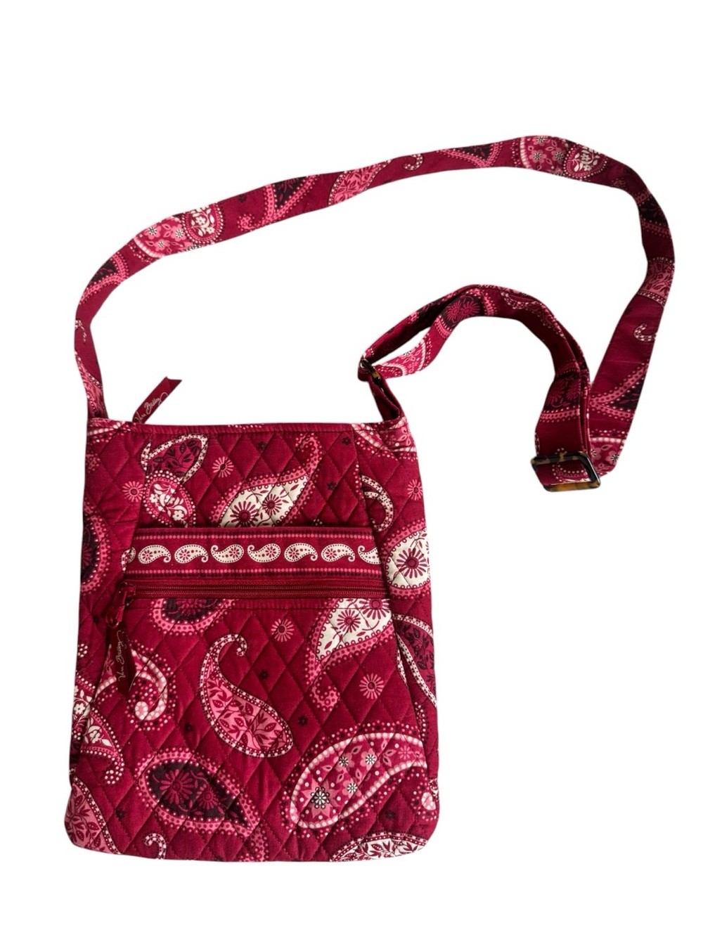 Quilted Paisley Crossbody Bag - Raspberry Pink